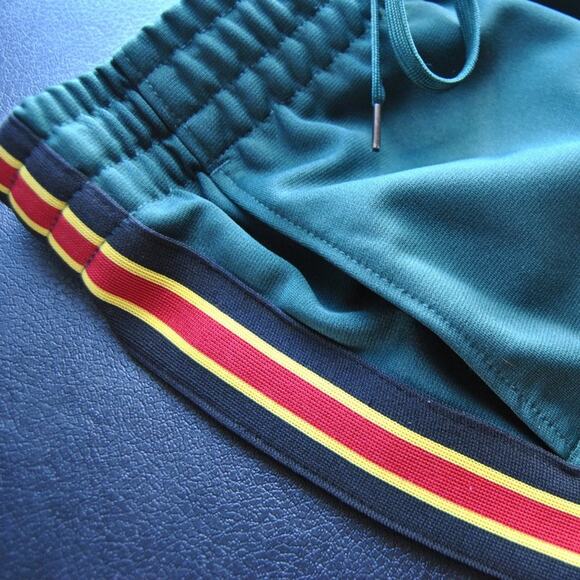 PacSun Small Jogger Sweatpants Green w/ Yellow, Red, & Black Stripe - Picture 2 of 7